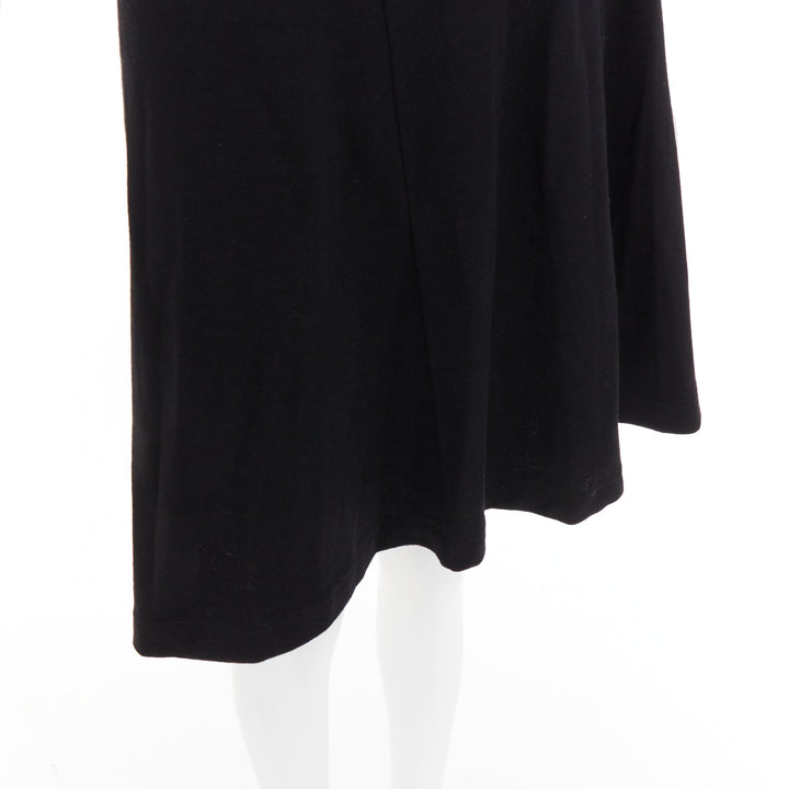 COMME DES GARCONS 2014 black 100% wool deconstructed tshirt one shoulder dress S