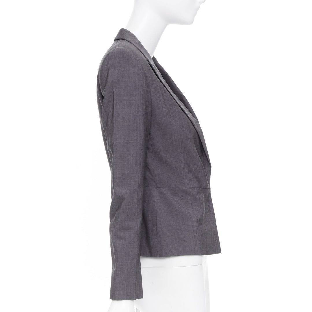 GUCCI Tom Ford 2004 Runway monogram lined grey silk wool single blazer IT38 XS