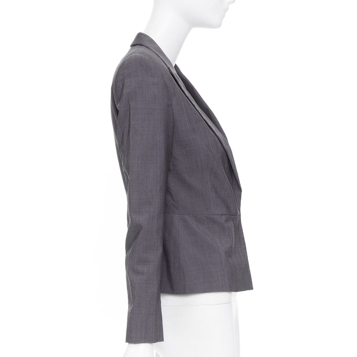 GUCCI Tom Ford 2004 Runway monogram lined grey silk wool single blazer IT38 XS