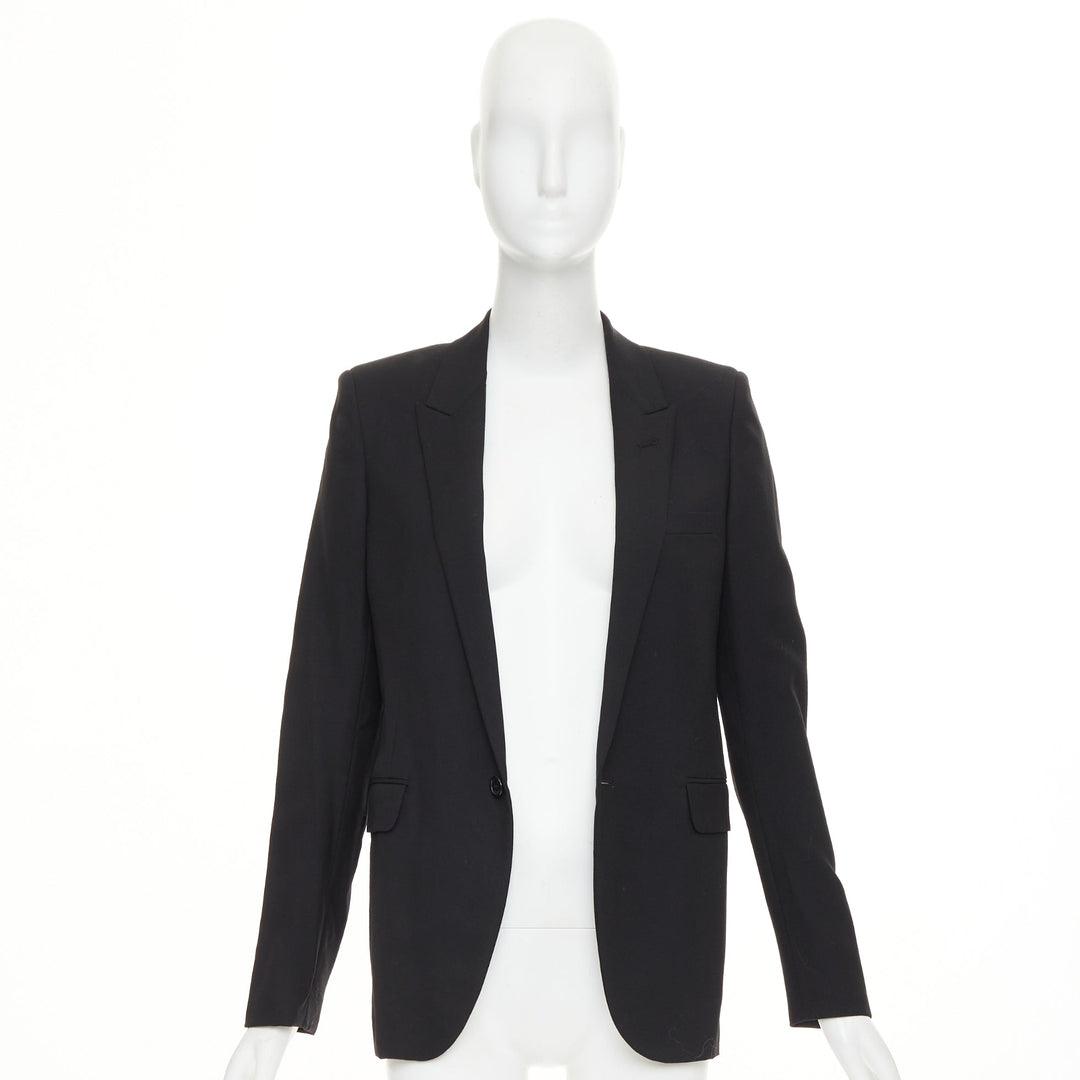 SAINT LAURENT 2018 Le Smoking single breasted peak lapel wool cady jacket FR36 S