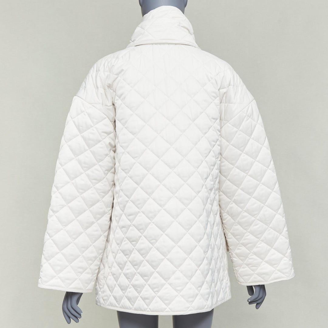 TOTEME Quilted Scarf off white diamond quilt pocketed jacket coat FR32 XXS