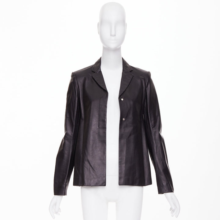 THE ROW black lambskin concealed snap minimalist black jacket blazer US2 S