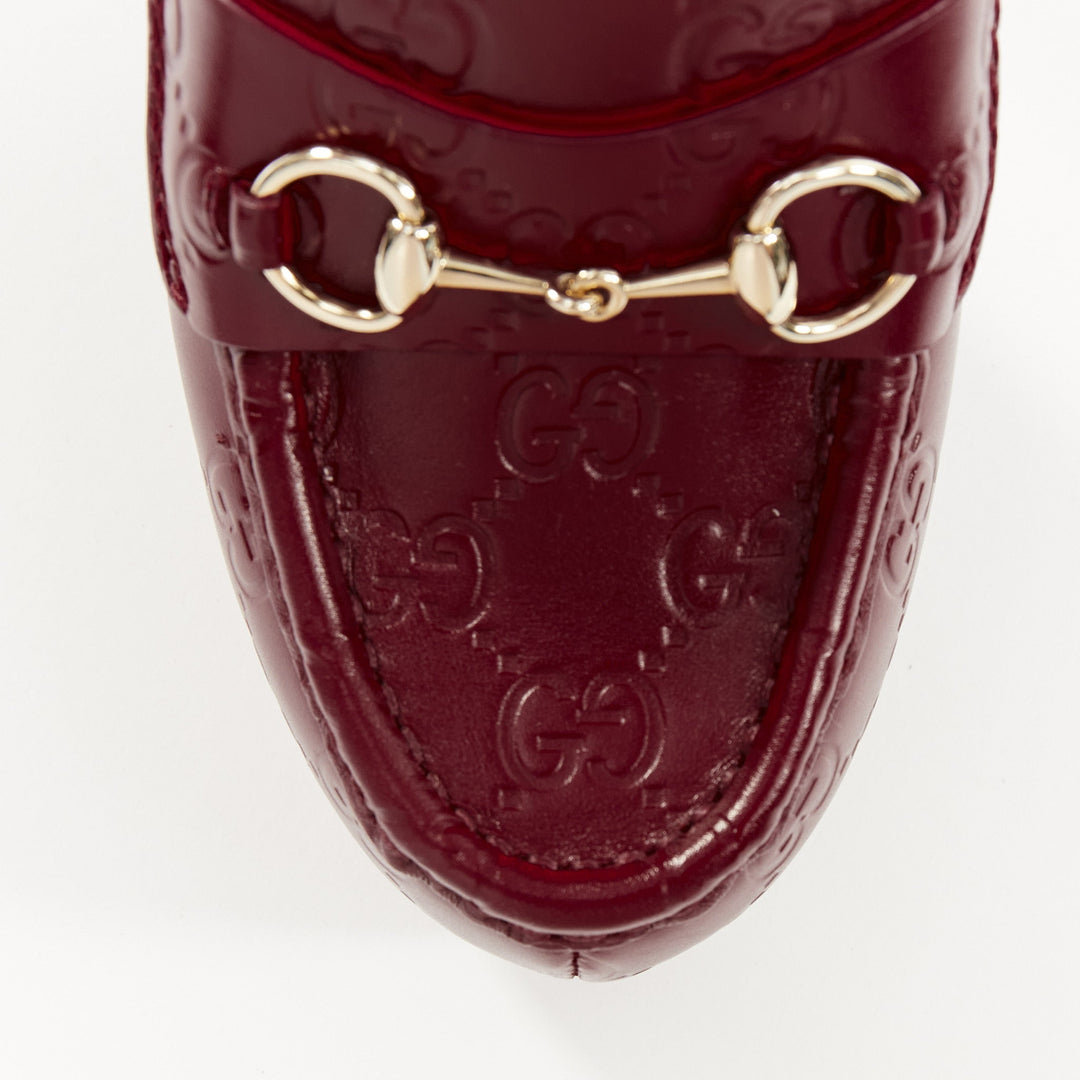 GUCCI 2024 Runway Ottavia burgundy GG embossed leather chunky platform heel EU38