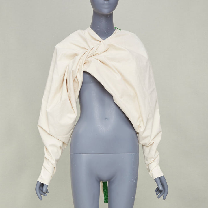 COLVILLE 2018 cream cotton twist front balloon sleeve top IT42 M