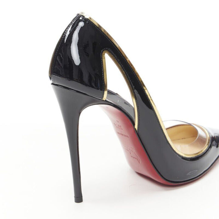 Female mannequin wearing Christian Louboutin Cosmo 554 Black Patent Leather Women Heels in Size EU37.5 | Available at JHROP