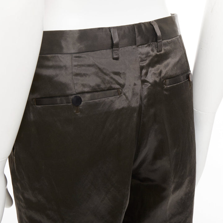 LANVIN bronze cupro blend silky high waist cropped dress wide pants FR46 S