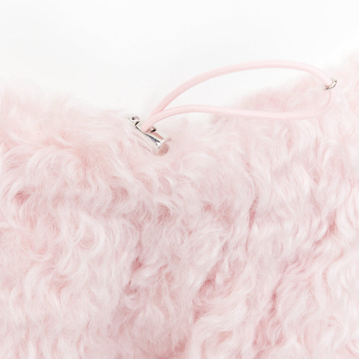 MIU MIU 2021 pink mohair faux fur drawstring wide leg pants IT38 XS