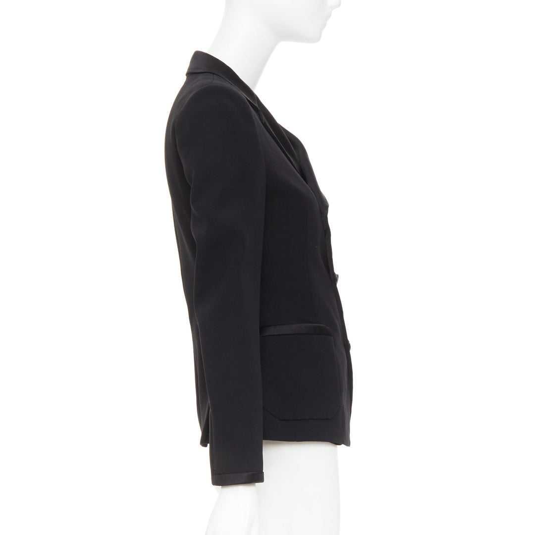 BALENCIAGA Vintage 2010 black satin trim fitted blazer jacket FR36 S