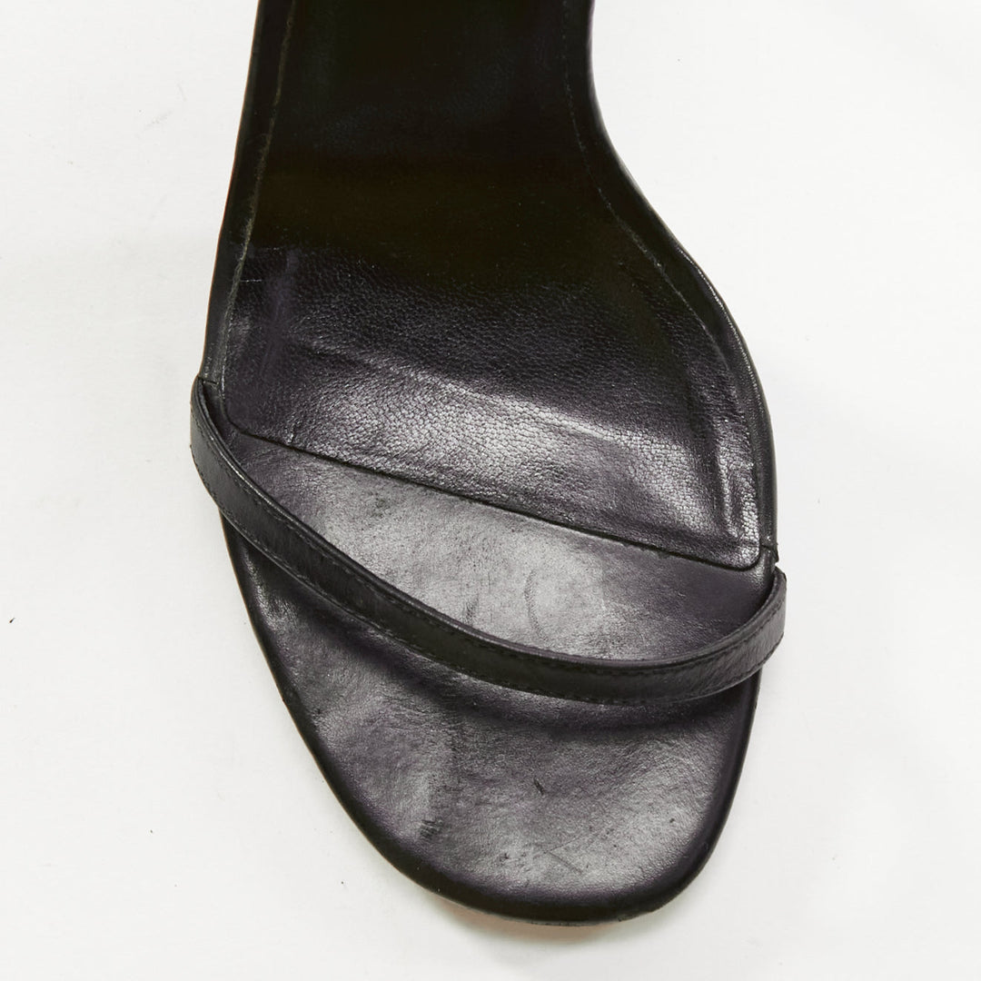 SAINT LAURENT Jane 110 black leather silver buckle minimal heeled sandals EU38