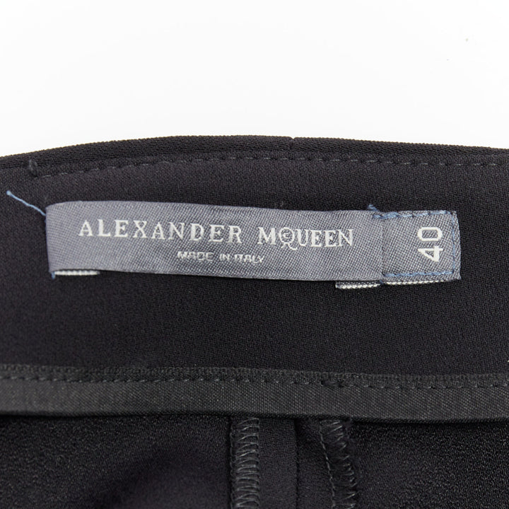 ALEXANDER MCQUEEN black silky slit front high waisted cropped pants IT40 S