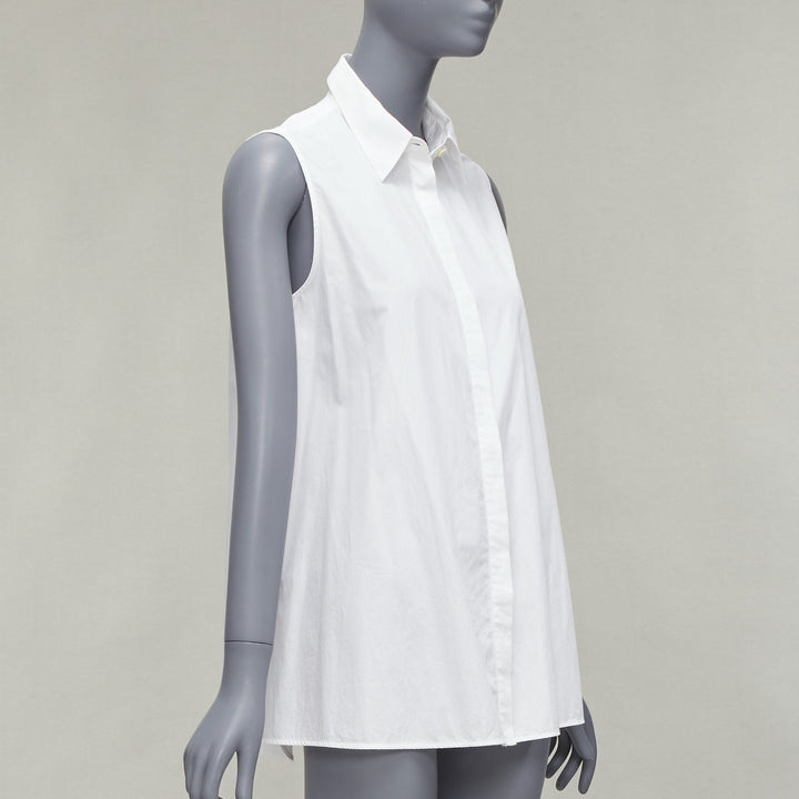 ACNE STUDIOS white cotton minimal sleeveless side slits tunic top FR36 S