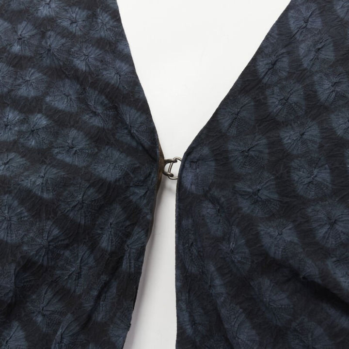 PORTS 1961 black blue Shibori dyed crinkled voluminous cropped bolero US0 XS