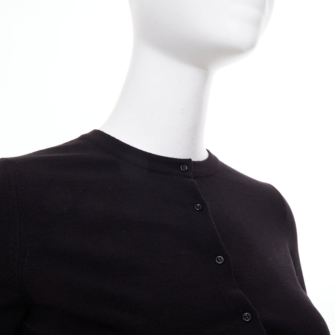 ALAIA fine knit cropped black virgin wool blend button up shrug cardigan FR36 S