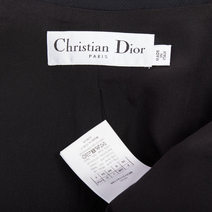 DIOR Marlene  black wool silk classic double breasted bar jacket blazer FR36 S