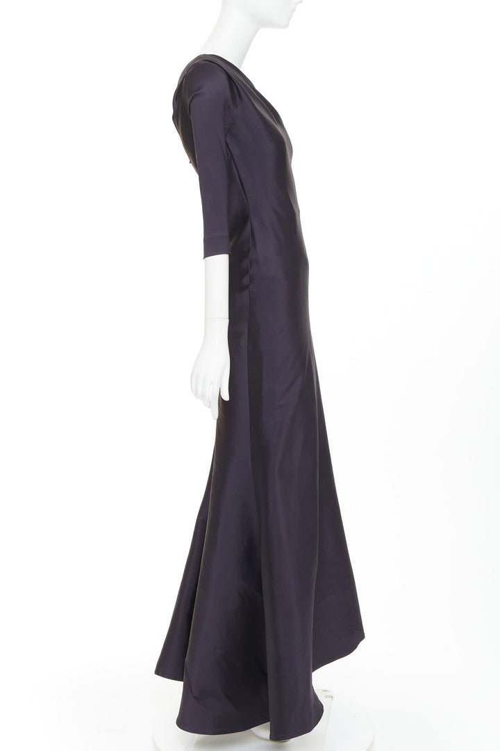 OSCAR DE LA RENTA P13 navy silk tafetta corset one shoulder mermaid gown US0 XS