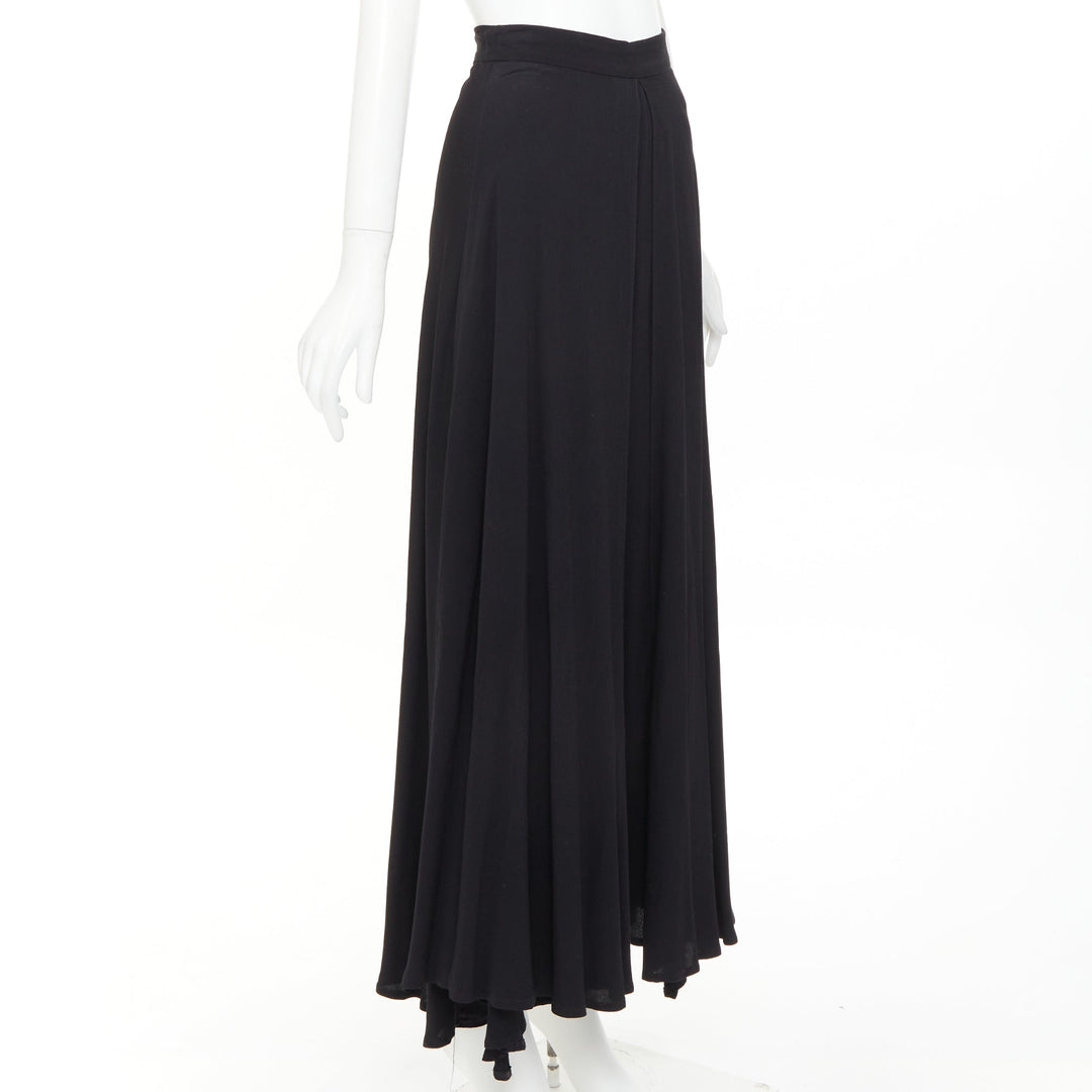 ROSETTA GETTY black viscose front inverted pleat slitted harem pants US0 X