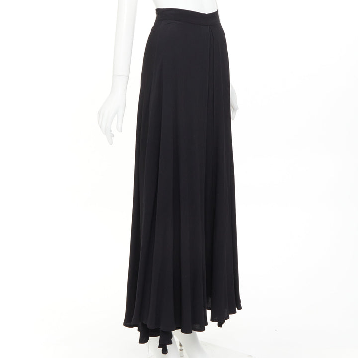 ROSETTA GETTY black viscose front inverted pleat slitted harem pants US0 X