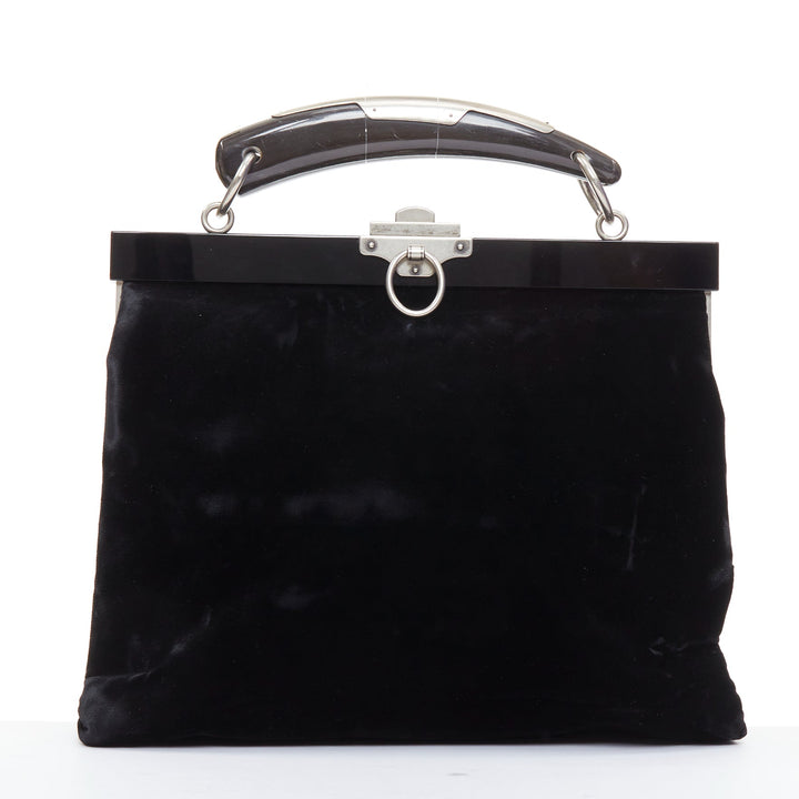 rare YVES SAINT LAURENT Tom Ford Mombasa lucite horn handle velvet evening bag