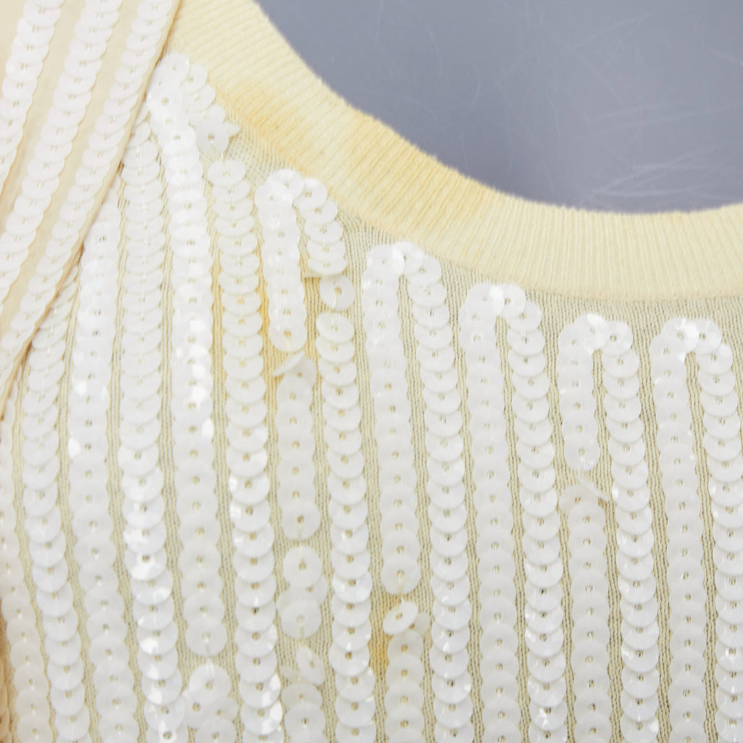 SACAI 2007 yellow cotton white sequin trim cardigan sweater vest twin set JP2 M