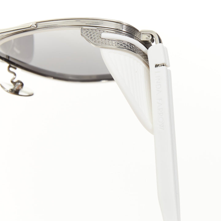 LINDA FARROW 2026 Baret Explorer LFL1631 white gold titanium shield sunglasses