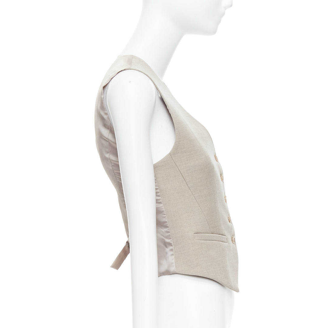 FRANKIE SHOP Gelso khaki tencel buttons waistcoat vest top XS