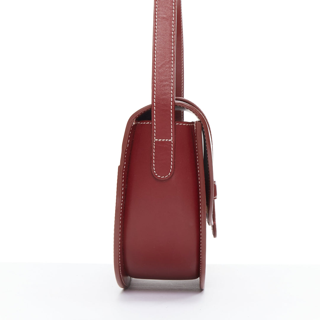 A.P.C. Eloise burgundy smooth leather saddle crossbody shoulder bag