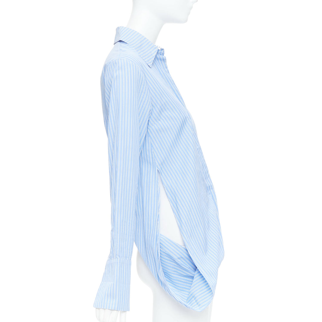 STELLA MCCARTNEY 2016 Manuela blue white pinstripe geometric split shirt IT34 XS