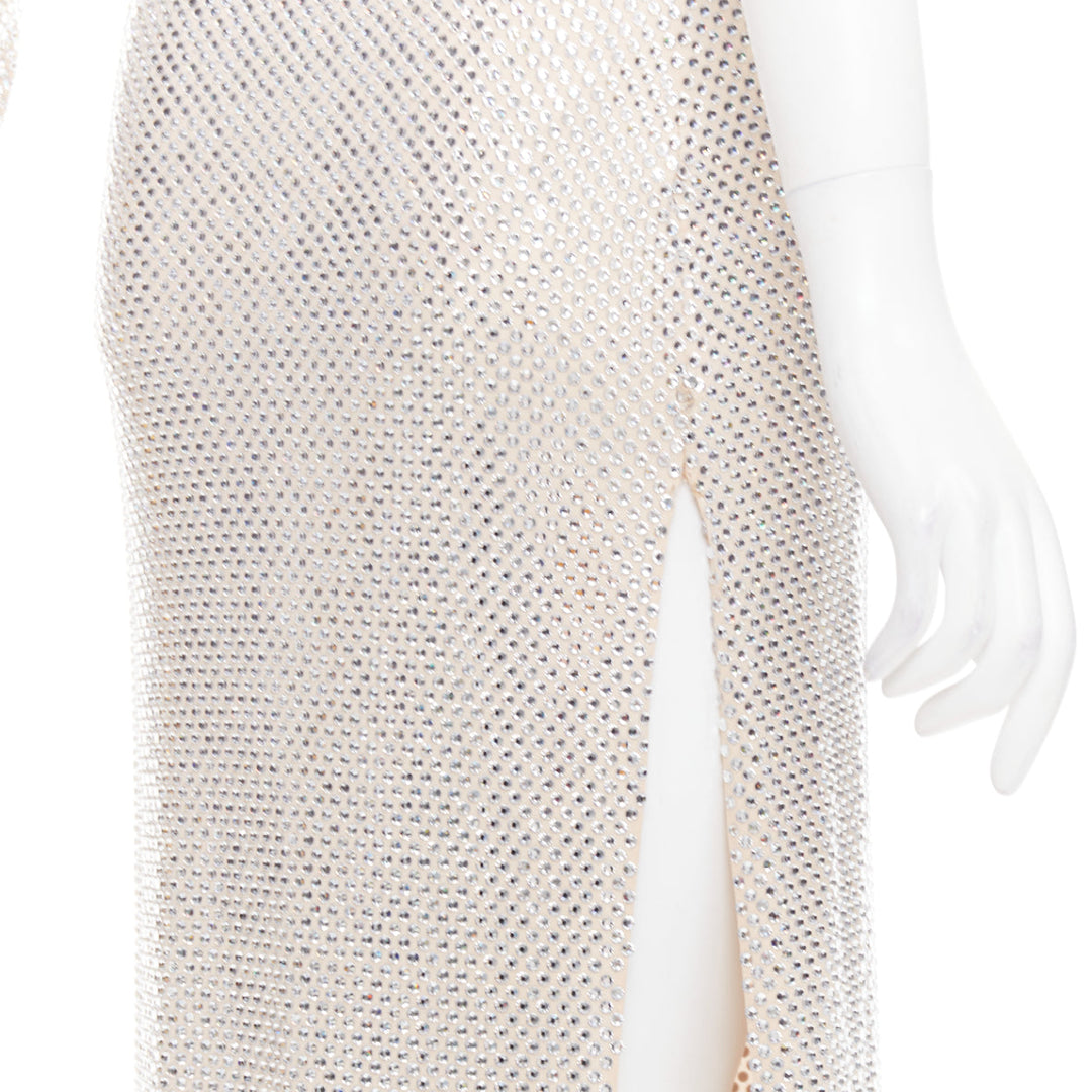 ALEXANDRE VAUTHIER Bridal ivory diamond strass crystal asymmetric batwing gown