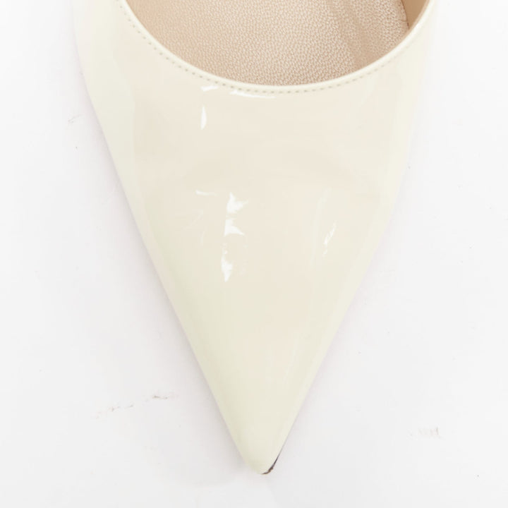 JIMMY CHOO Love 85 Latte cream patent JC emblem pumps EU39.5