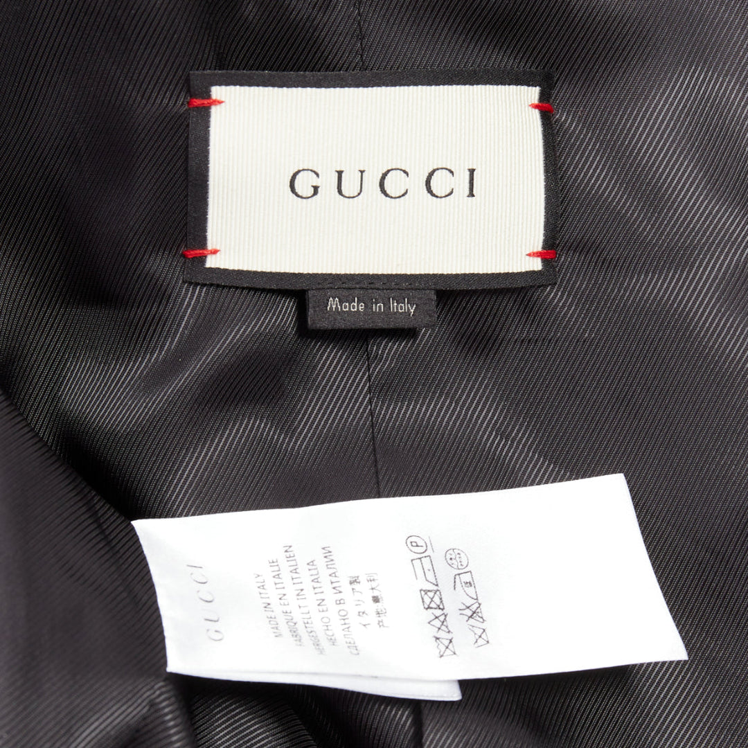 GUCCI 2015 black wool GG pearl button collared pocketed coat IT36 XXS
