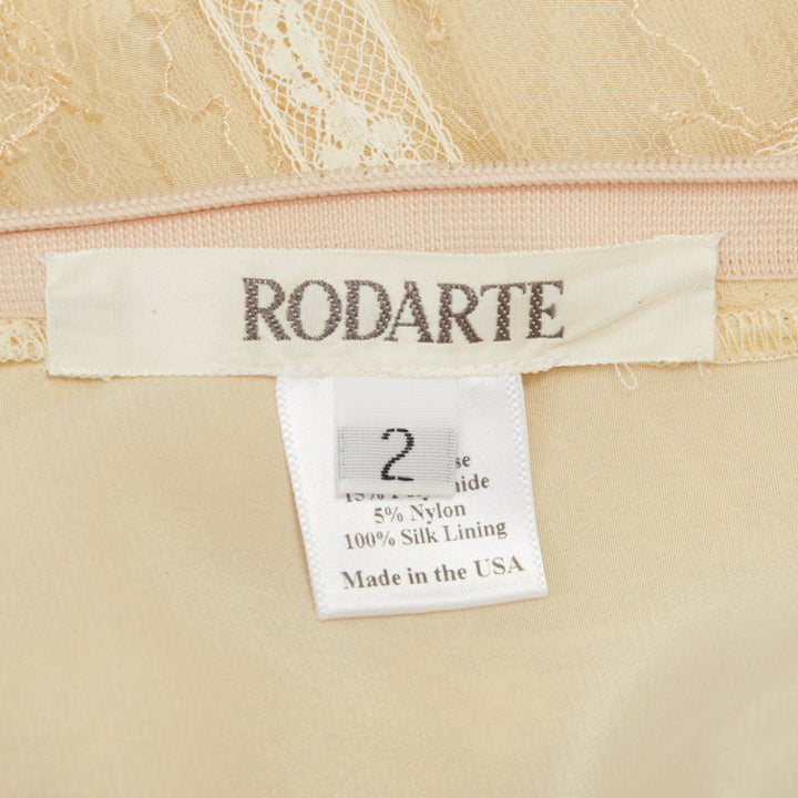 rare RODARTE 2017 halter ruffled panel lace cream beige midi dress US2 XS