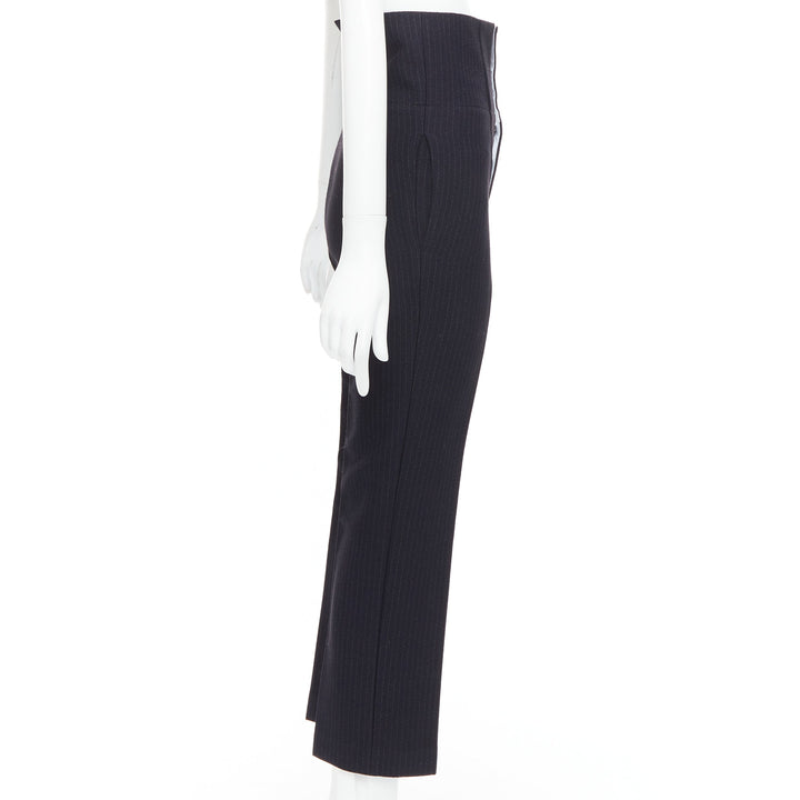 JOSEPH Yoyo navy wool blend crepe pinstripe high waisted pants FR34 XS