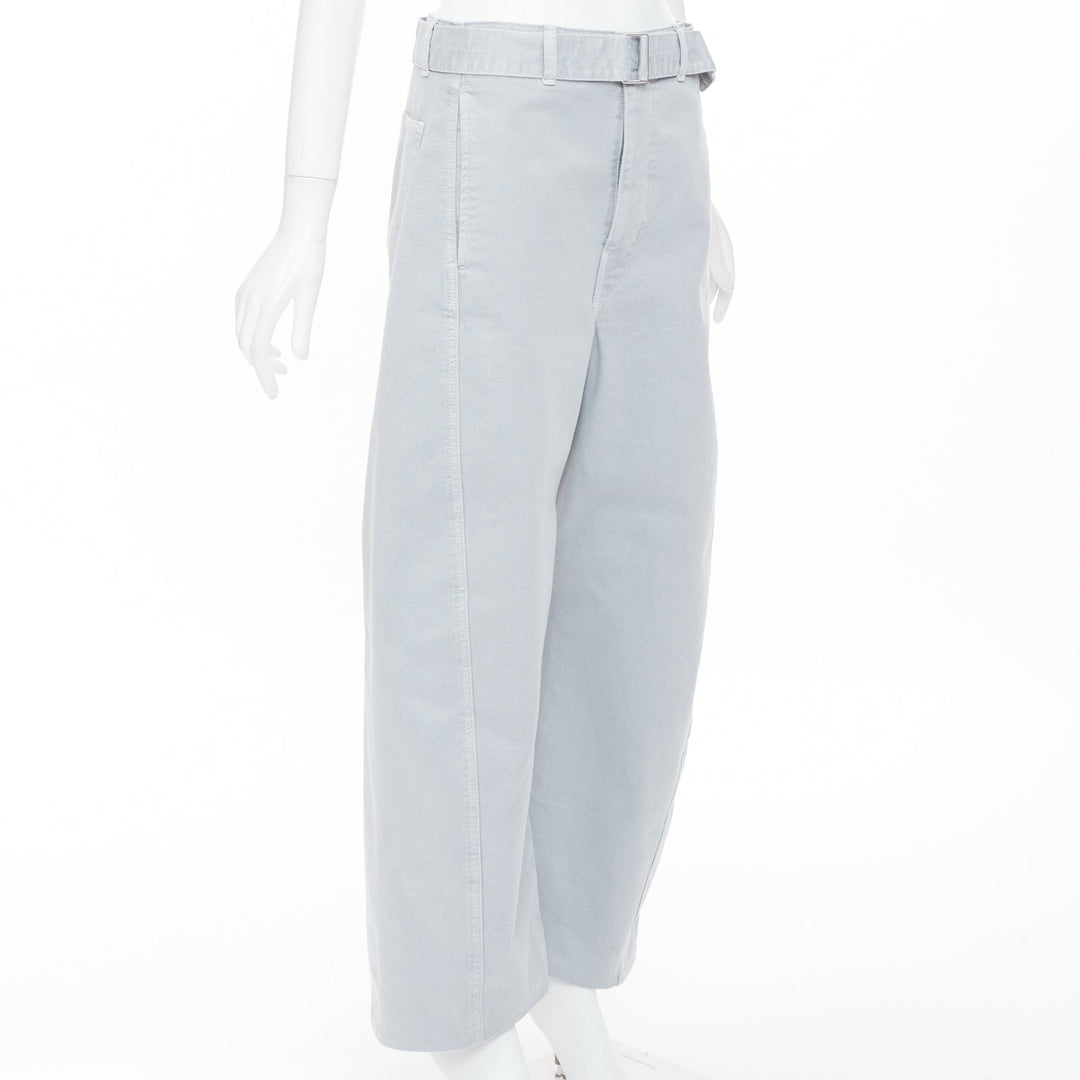 LEMAIRE 2025 light blue washed cotton utility high waist belt balloon pants XS