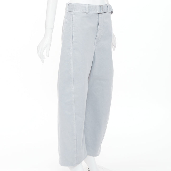 LEMAIRE 2025 light blue washed cotton utility high waist belt balloon pants XS