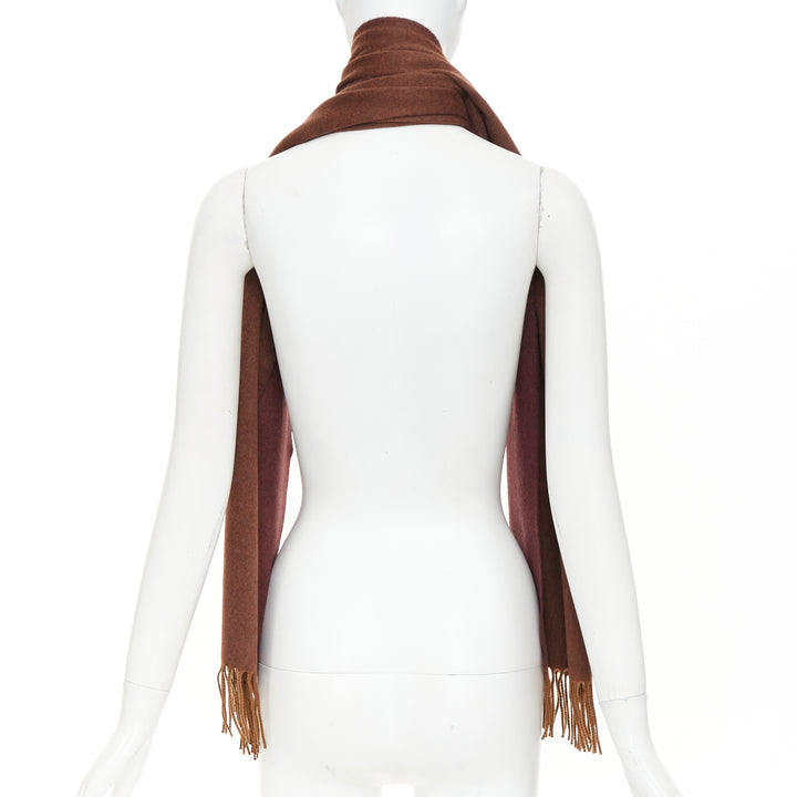 LORO PIANA Two Tone Baby Cashmere brown fringed colorblocked long scarf