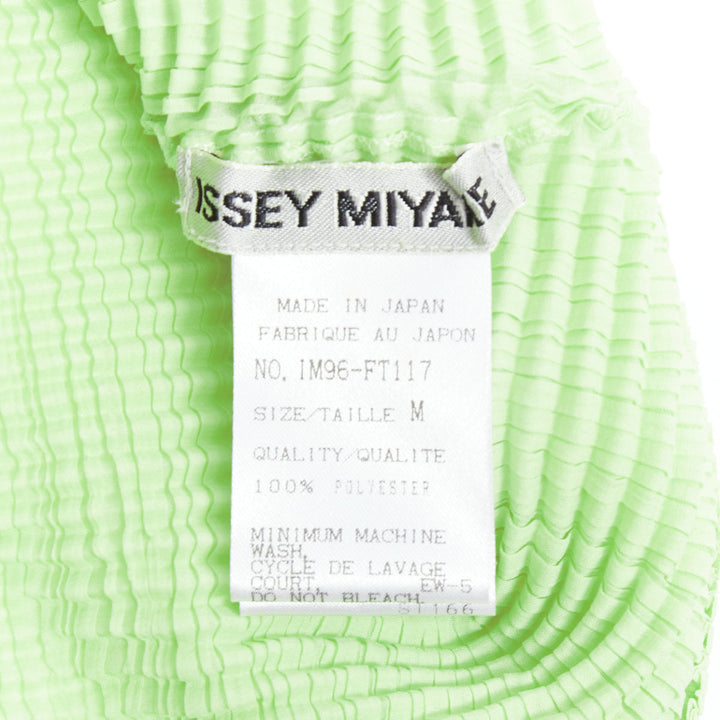 ISSEY MIYAKE lime green crinkle pleated button down top cardigan M