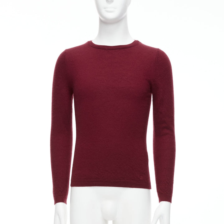 GUCCI Vintage 100% cashmere burgundy GG logo bateau neck sweater L