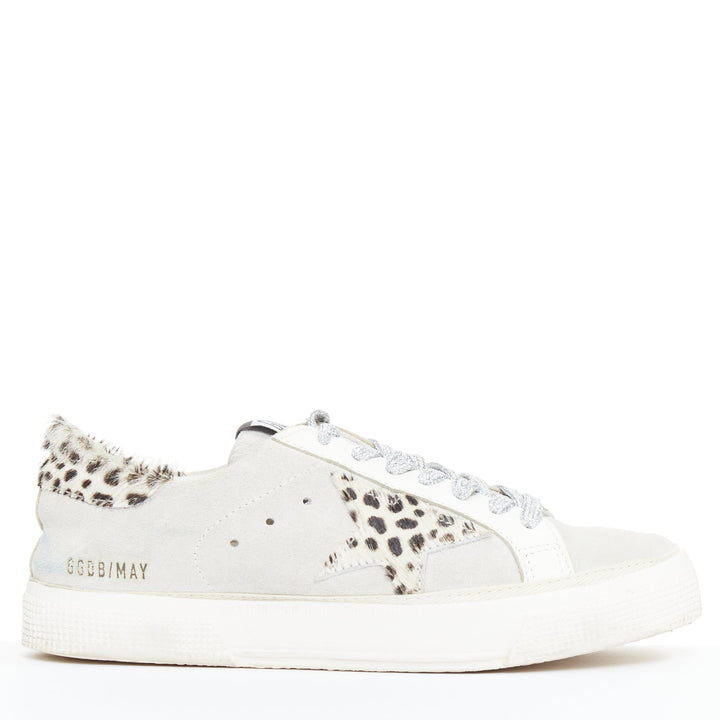 GOLDEN GOOSE Vstar2 metallic silver leather zebra star distressed sneakers EU36