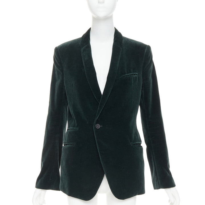 HAIDER ACKERMANN dark green velvet shawl lapel single button blazer FR44 XS