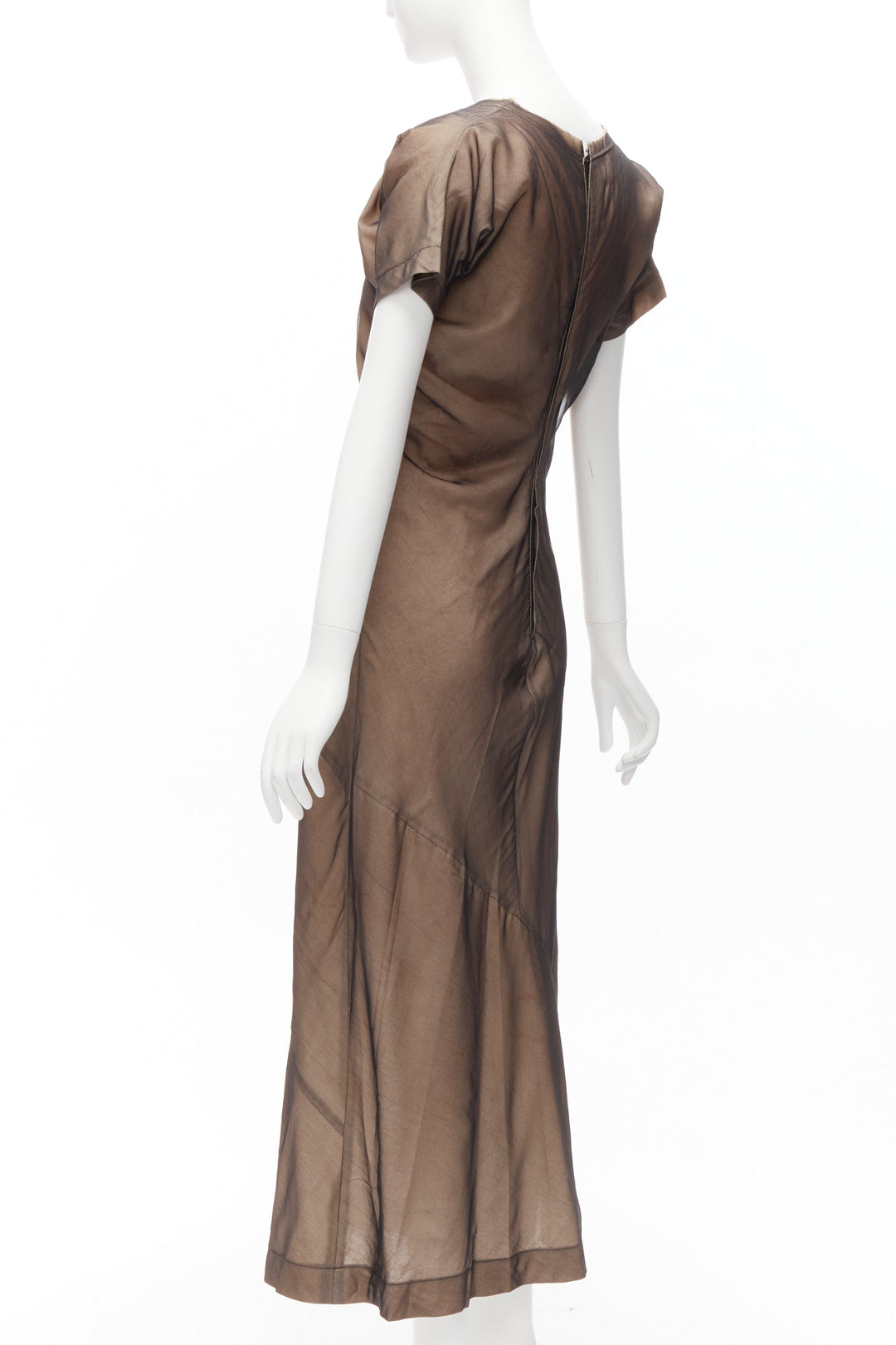 COMME DES GARCONS Vintage nude black sheer overlay A-line dress S Cindy Sherman