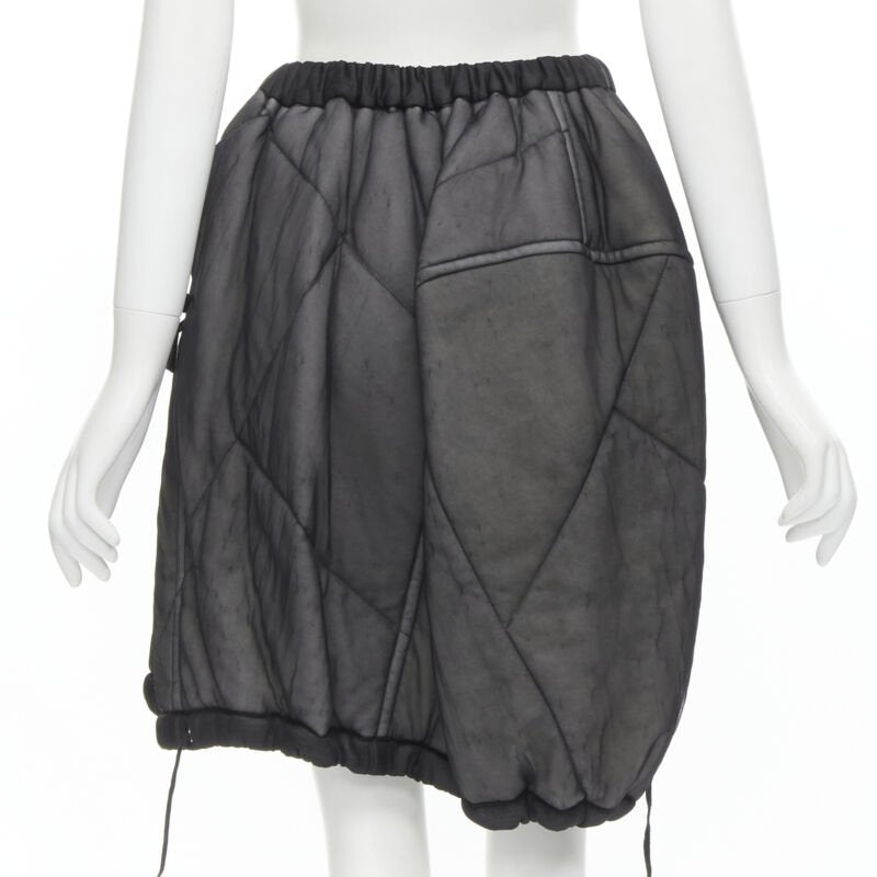 COMME DES GARCONS Vintage 1990 black sheer nylon drawstring padded puffy skirt M