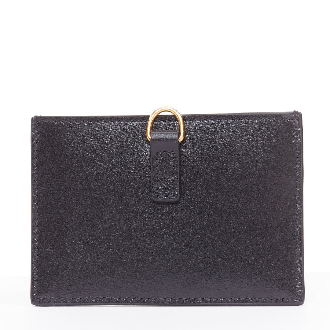 CELINE Compact wallet Coin Triomphe black shiny calfskin cardholder