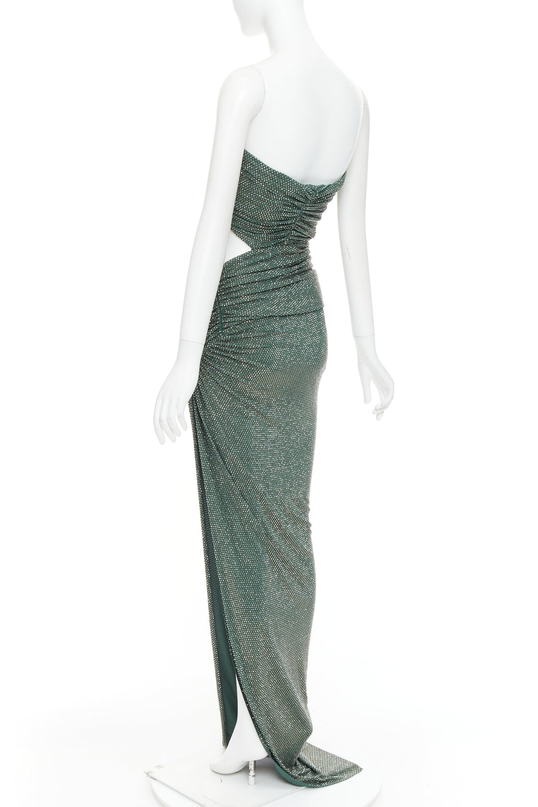 ALEXANDRE VAUTHIER Scarabeus green strass crystal cut out twisted low waist gown