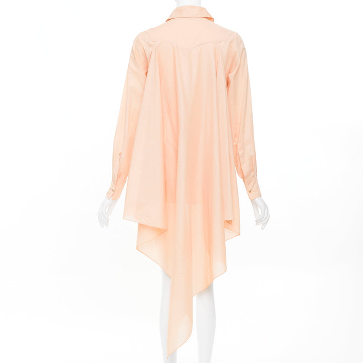 CHANEL 2017 Runway peach cotton cape trailing high low flap pocket shirt FR34 XS
