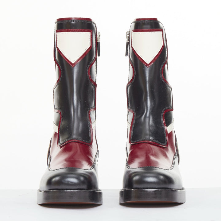 CHRISTIAN DIOR 2018 Runway Diorally black red white colorblock boots EU36.5