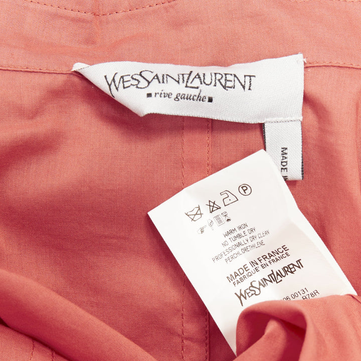 YVES SAINT LAURENT Rive Gauche 2006 coral pink ruffle collar shirt FR34 XS