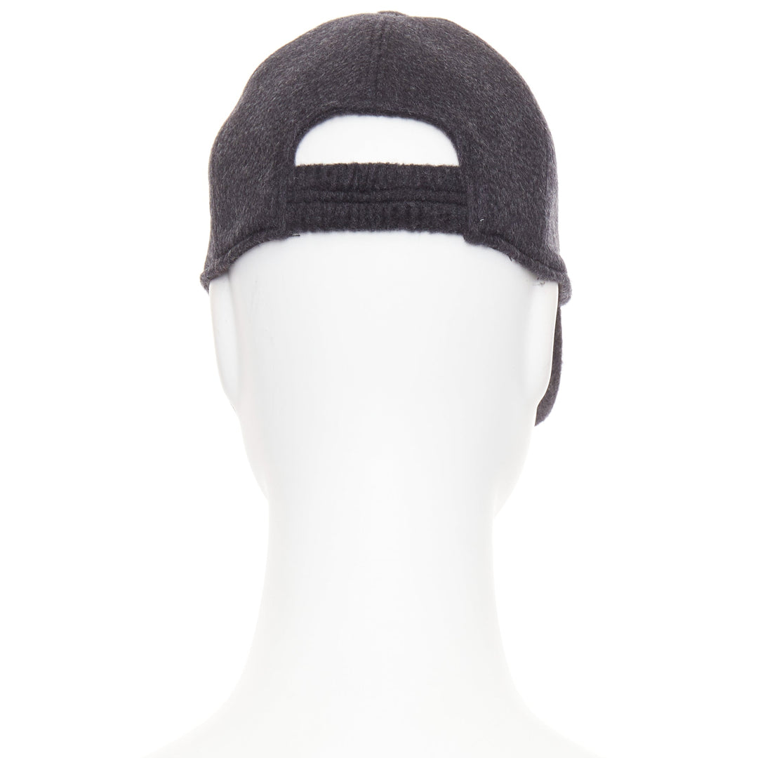 THE ROW Caspian 100% cashmere dark grey 5 panel curved brim Baseball Cap