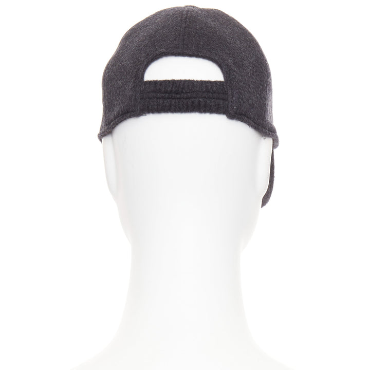 THE ROW Caspian 100% cashmere dark grey 5 panel curved brim Baseball Cap