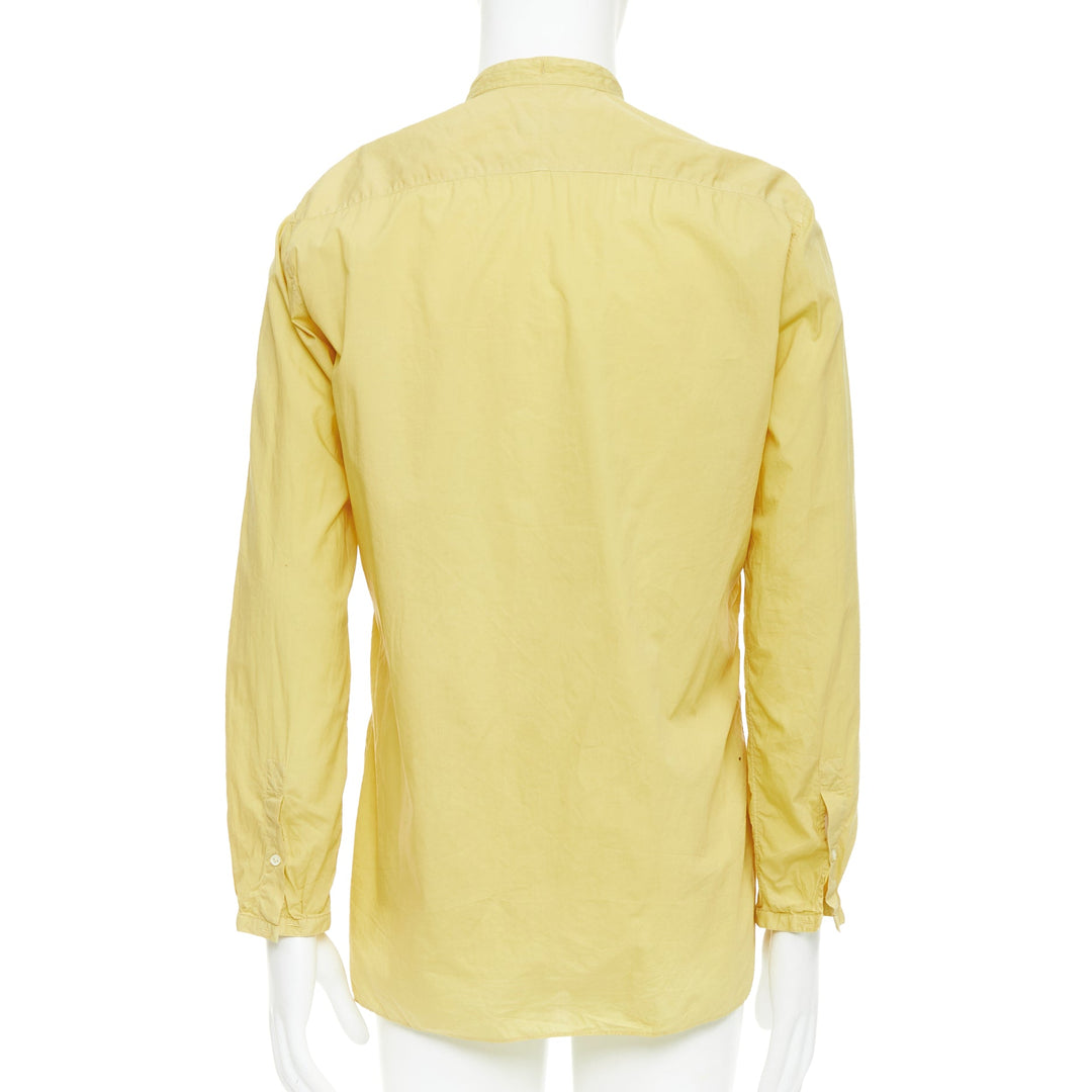 LANVIN butter yellow cotton bishop collar button up dress shirt EU40 L