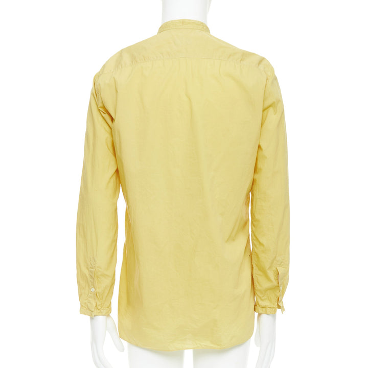 LANVIN butter yellow cotton bishop collar button up dress shirt EU40 L
